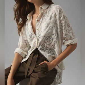 Anthropologie Pilcro Lace Top Size Small